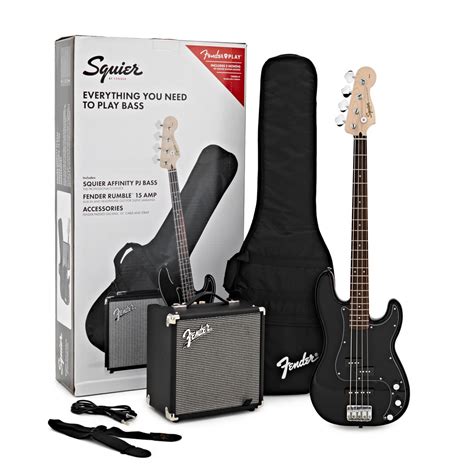 DISC Squier Affinity Series Precision Bass PJ Pack Black At Gear4music