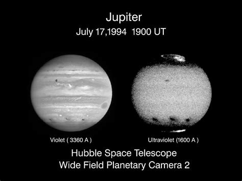 Jupiter S Comet Collision Sites As Seen In Visible And Ultraviolet