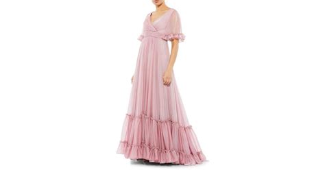 Mac Duggal Butterfly Ruffle Tiered Gown In Pink Lyst