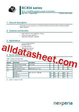 Bcx Datasheet Pdf Nexperia B V All Rights Reserved