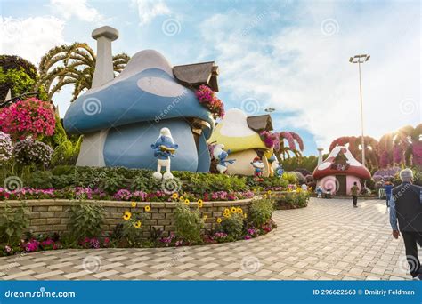 Fairy Tale Village Of Smurfs With Big Dolls Of Smurfs Characters In The