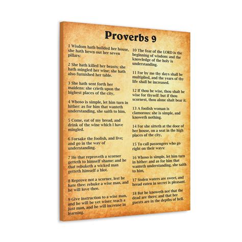 Scripture Walls Proverbs Chapter 9 Gold Bible Canvas Christian Wall Art