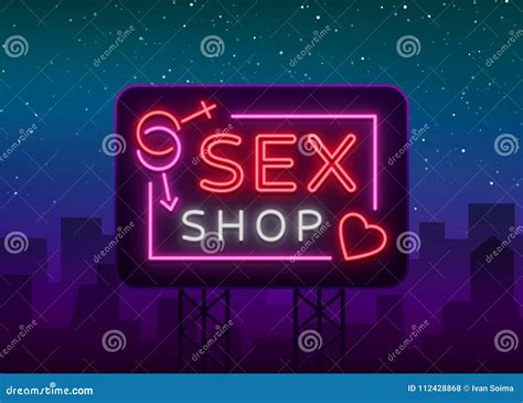 Sex Shop Logo Night Sign In Neon Style Neon Sign A Symbol For Sex Shop Promotion Adult Store