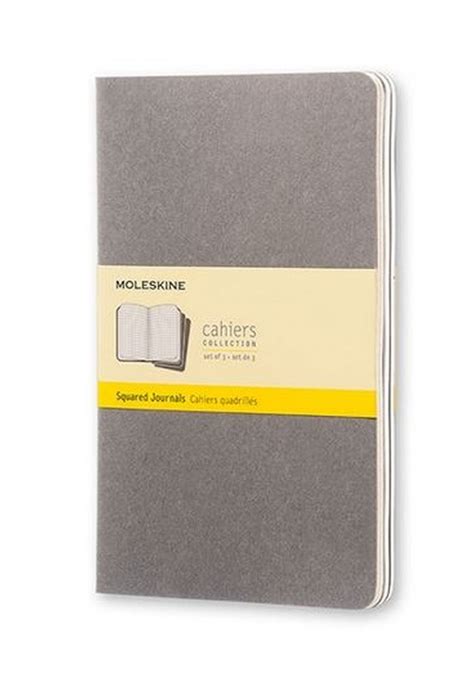 Zestaw 3 zeszytów Moleskine Cahier L duże 13x21 cm w Kratkę Szare