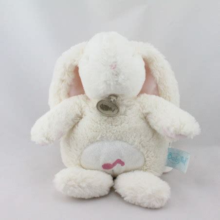 Doudou Musical Lapin Calins Blanc Rose BABY NAT