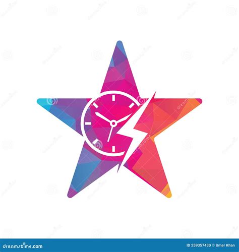 Flash Time Star Shape Concept Vector Logo Design Stock Vector