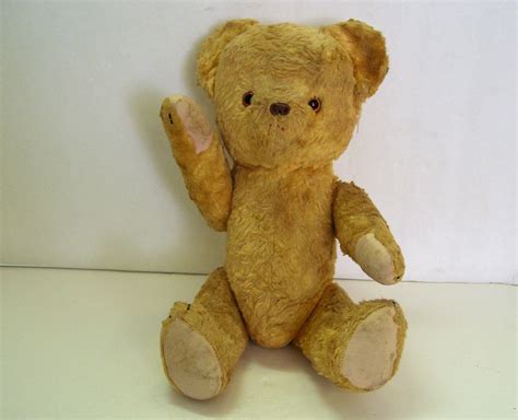 Vintage 1950s Polish Jointed Teddy Bear Golden Cotton Plush 15 Inches ...