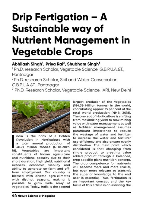 Pdf Drip Fertigation A Sustainable Way Of Nutrient Management In Vegetable Crops