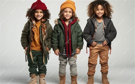 Premium Photo Trendy Winter Outfits For Kids Isolated On A