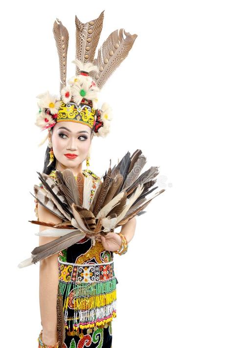 Asian Woman Dancing East Kalimantan Traditional Dance Giring Giring