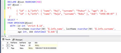 Create Table With Json Type In Sql Server 2016