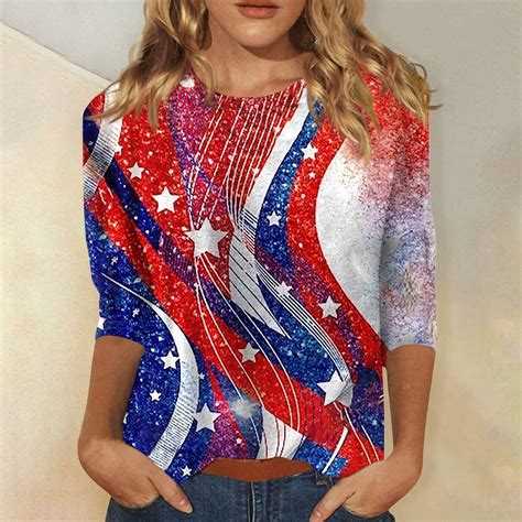 Seniver Th Of July Tops Plus Size Sleeve Shirts For Women