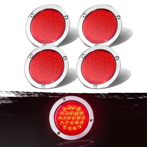 Gonice Pcs Led Se Round Trailer Tail Lights Steel Chrome