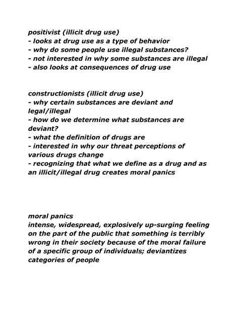 Deviant Behavior Lecture Notes Positivist Illicit Drug Use Looks At