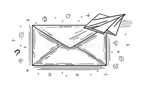 The Illustration Shows A Paper Plane And Mail The Drawing Is In A