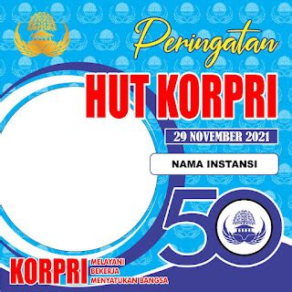 Desain Spanduk Twibbon HUT KORPRI Ke 50 Tahun 2021 Free CDR PSD