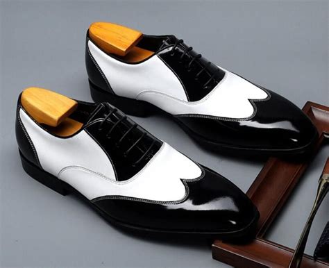 Black And White Mens Dress Genuine Leather Oxford Shoes For Men Casual Formal Luxury Wedding