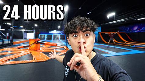 Hour Overnight Challenge In Trampoline Park Youtube