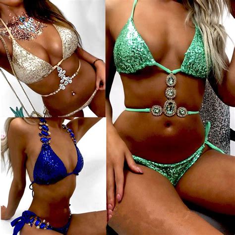 2020 Bikini Crystal Rhinestones Glitter Diamond Gems Swimwear Women