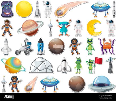 Set Of Stickers With Solar System Objects Isolated Illustration Stock