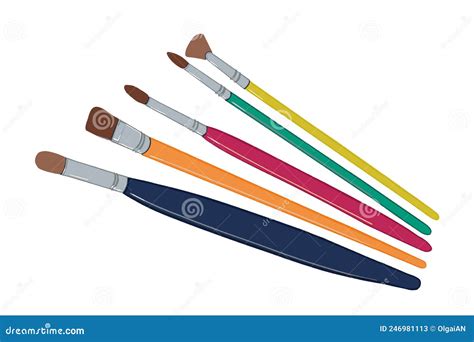 Set Of Multi Colored Paint Brushes Stock Vector Illustration Of