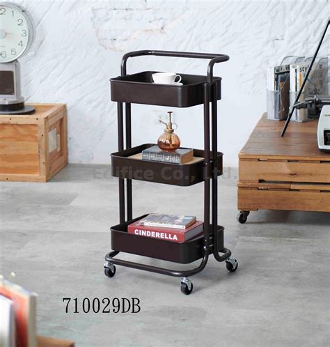 Multi Purpose Tier Rolling Cart Dark Brown Taiwantrade