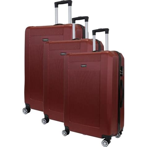 Majestik Set De 3 Valises Chariot ABS 4 Roues 75 Rouge