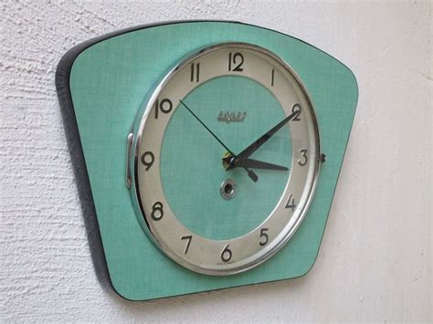 Bayard S Atomic Vintage French Aqua Wall Clock Funky Mid Etsy