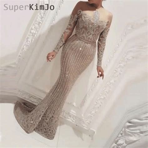 Superkimjo Mermaid Long Sleeve Evening Dresses Robe De Soiree