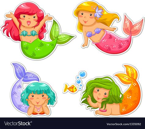 Little Mermaids Royalty Free Vector Image Vectorstock