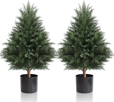 Amazon Momoplant Inch Artificial Cedar Topiary Shrub Uv Proof