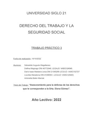 Trabajo Práctico N4 Derecho Laboral Derecho del trabajo y la