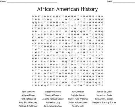 African American History Word Search