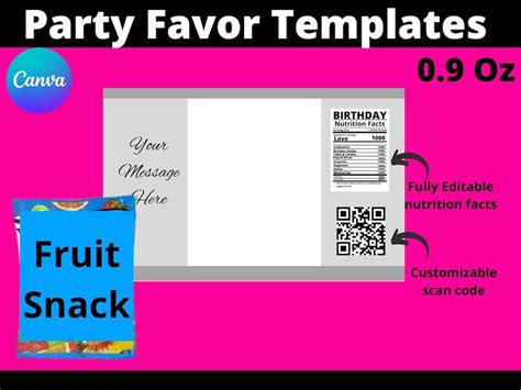 Party Favor Templates Bundle Save Bundle Chip Bag Template Etsy