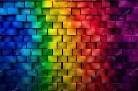 Una Pared Con Un Fondo De Patrón De Ladrillo De Color Arco Iris Foto Premium