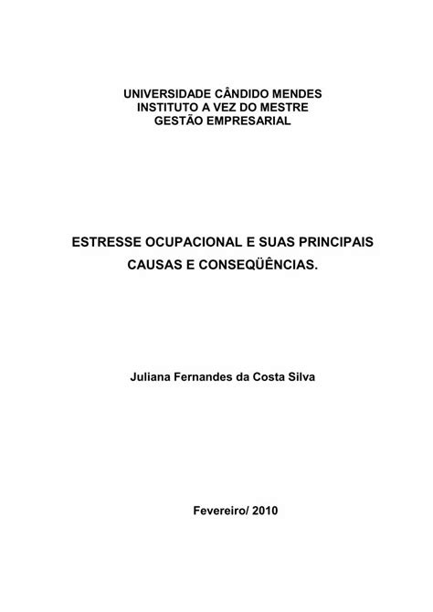 PDF ESTRESSE OCUPACIONAL E SUAS PRINCIPAIS PDF Fileuniversidade