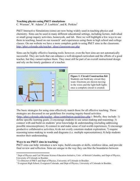 Phet Physics Simulations