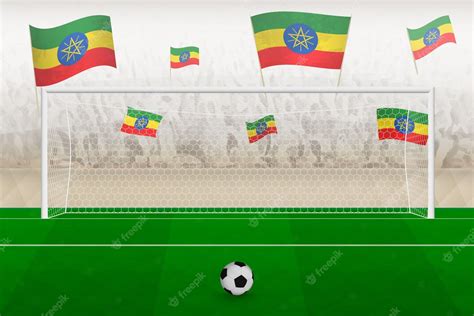 Premium Vector | Ethiopia football team fans with flags of Ethiopia ...