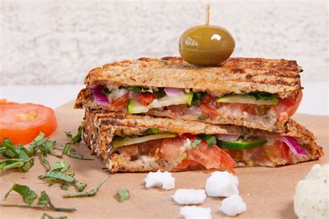 Mediterranean Veggie Panini On Sprouted Multigrain Bread