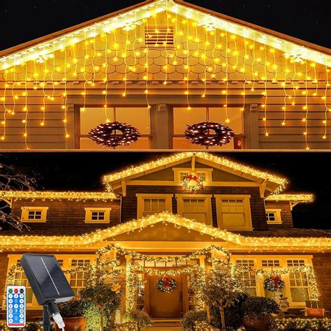 Acxilexy Solar Icicle String Lights Outdoor Ft Leds Christmas