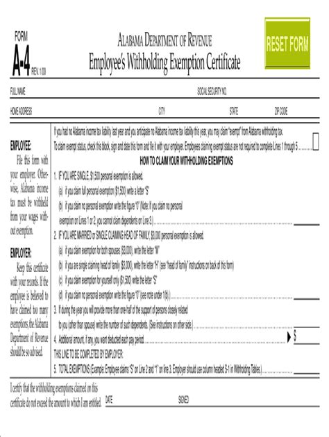 Alabama Withholding Form 2021 2022 W4 Form