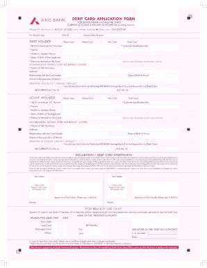 Fillable Online Debit Card Application Form Version 3 1 P65 Axis Bank