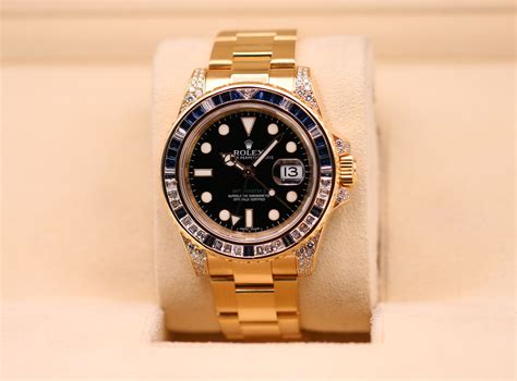 Rolex Gmt Master Ii Yellow Gold Factory Gem Set 116758sa Complete