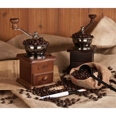 Manual Wooden Coffee Mill Grinder Vintage Style Coffee Bean Grinder