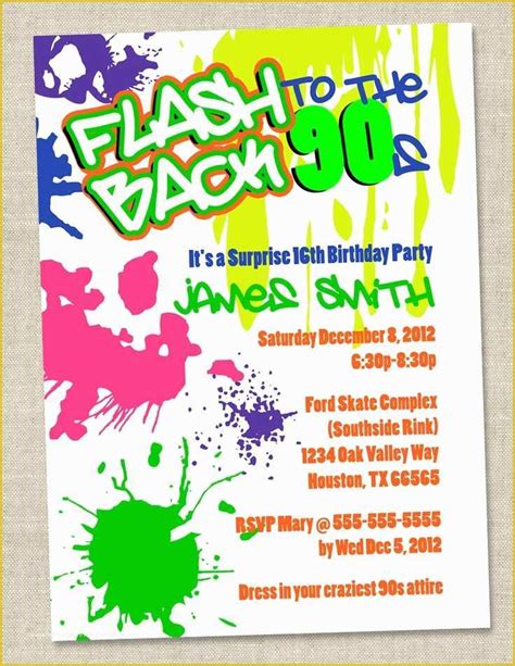 80's theme Party Invitation Templates Free Of Graffiti Birthday ...