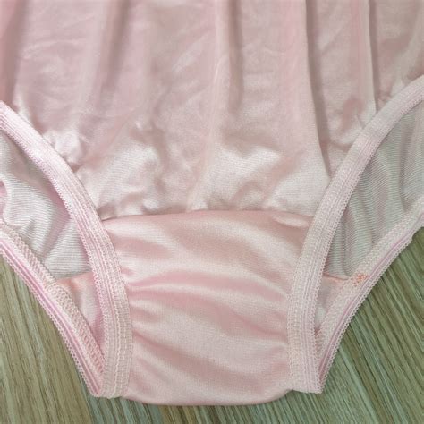 Silky Nylon Panty Slippery Sissy Double Gusset Brief Baby Pink Bikini