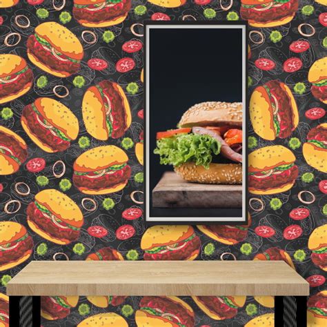 Papel De Parede Hamburgueria Hamburgueres Sanduiches A704 Elo7