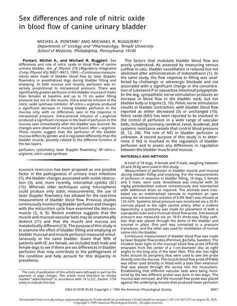 Pdf Sex Differences And Role Of Nitric Oxide In Blood Flow Of Canine