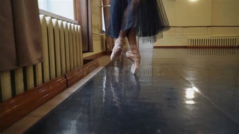 Gorgeous Feet Of A Ballerina Ballerina In Pointe Shoes Dance In The Hall Stock Video Video Of