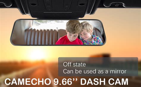 CAMECHO 9 66 Mirror Dash Cam Backup Camera With 32GB Card 1080P Full